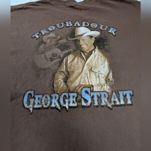 George Strait Troubadour Brown Tee With Small Logo Front Big Graphic Back Large